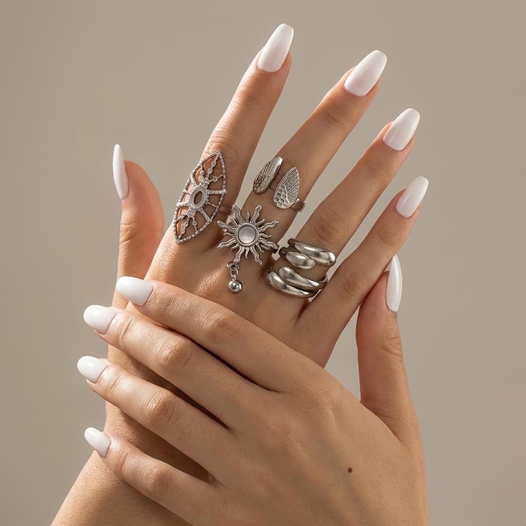 4pcs Vintage Punk Adjustable Open Ring Set